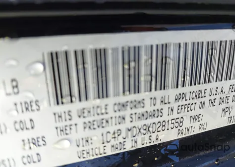 2019 Jeep Cherokee Limited 4X4 z USA, uszkodzony, nr VIN 1C4PJMDX9KD281558